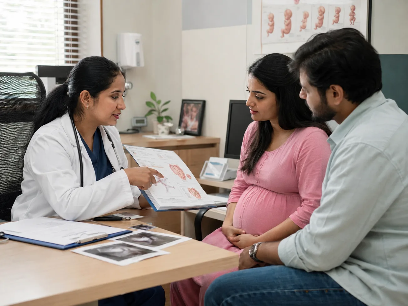 Birth planning discussion with an expecting couple